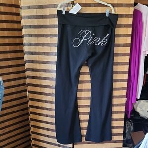NWT !! Pink Rollover Diamond Logo Flare Legging